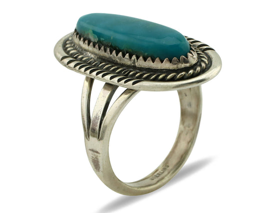 Navajo Ring 925 Silver Southwest Blue Turquoise Artist Signed Begay C.80's