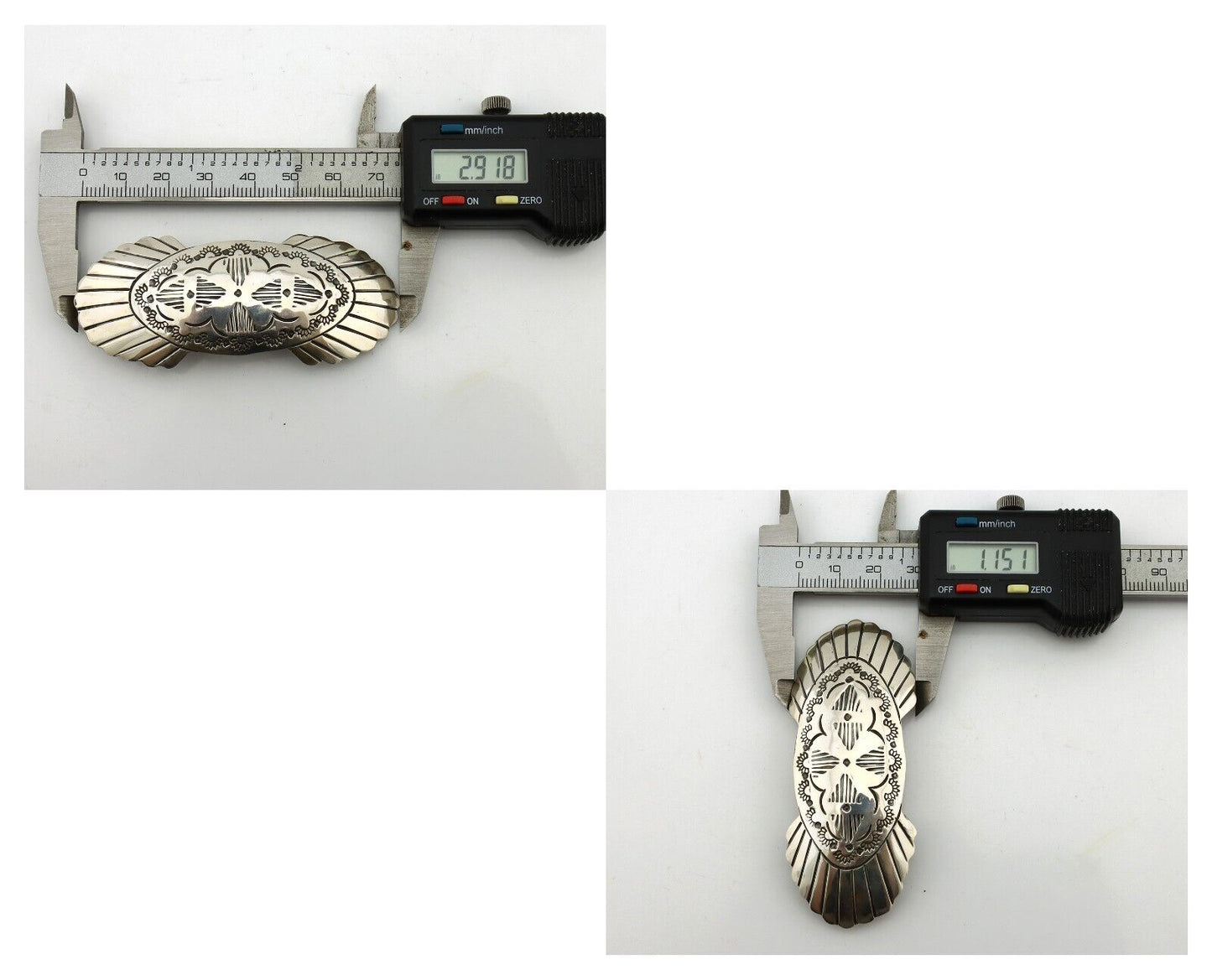 Navajo Hair Clip Barrette .925 Silver Hand Stamped Artist Signed C Montoya C80s