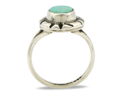 Navajo Ring .925 Silver Kingman Turquoise Artist Signed Gecko C.90's