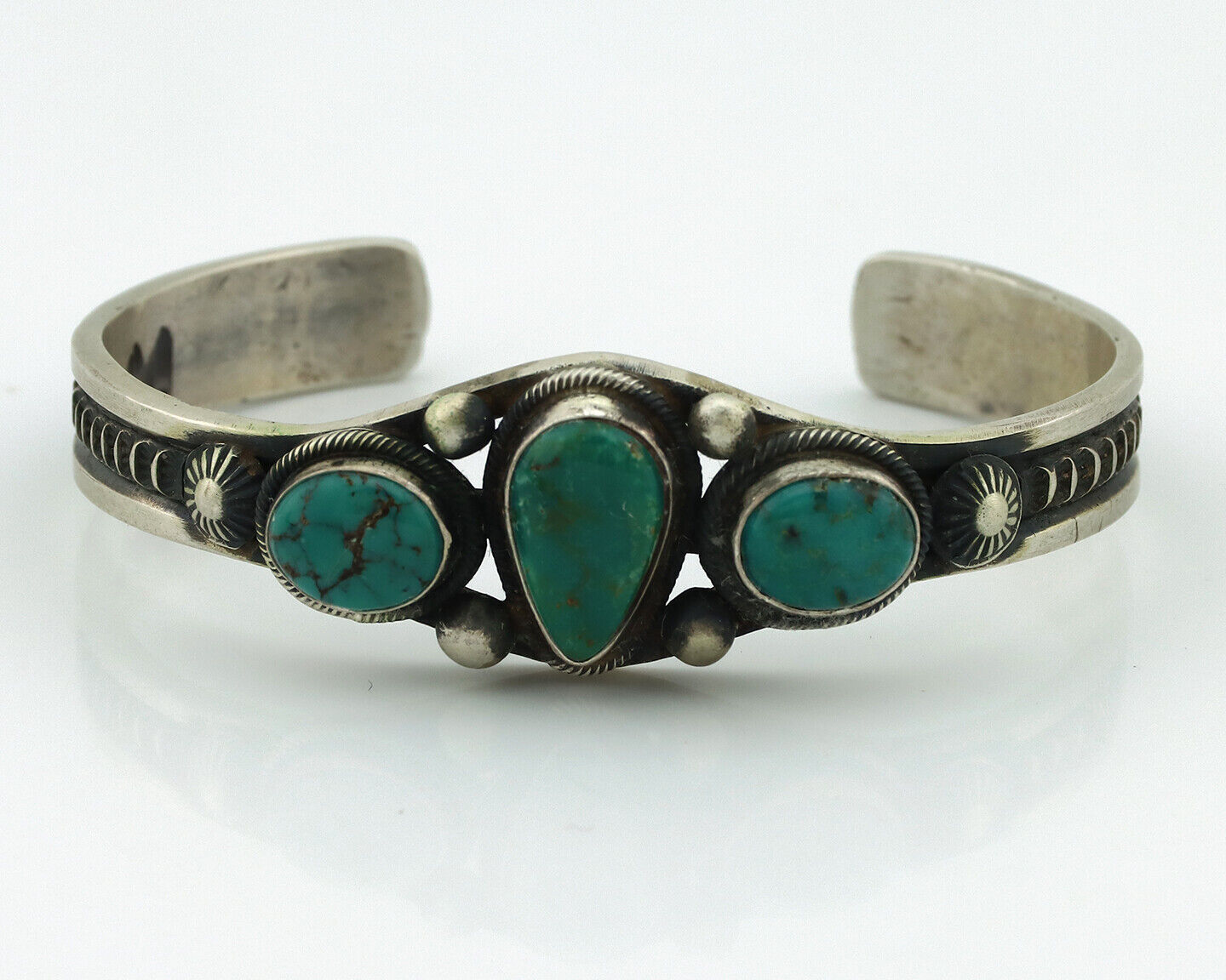 Women's Navajo .925 Silver Blue Natural Turquoise Artist Signed LE C.80's