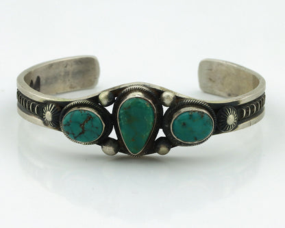 Women's Navajo .925 Silver Blue Natural Turquoise Artist Signed LE C.80's