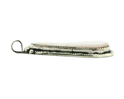 Navajo Pendant .925 Silver Real Natural Pink Mussel Signed Yazzie C.80's