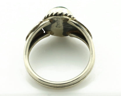 Navajo Ring 925 Silver Natural Mined Malachite Native American Artist C.80's