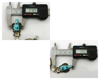 Navajo Necklace .925 Silver Sleeping Beauty Turquoise Signed K C.80's
