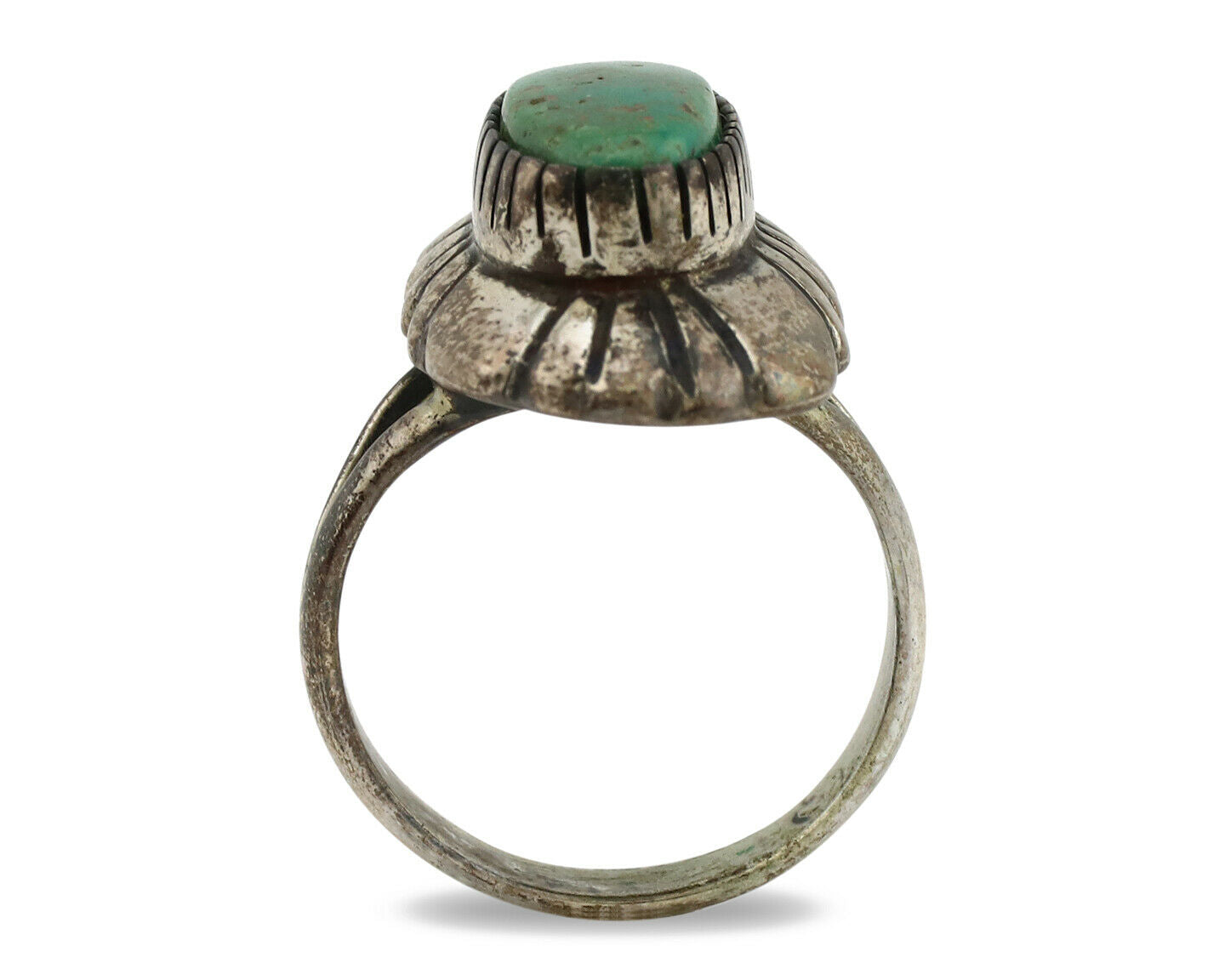 Navajo Ring .925 Silver Natural Whole Turquoise Artist M Montoya C.1980's