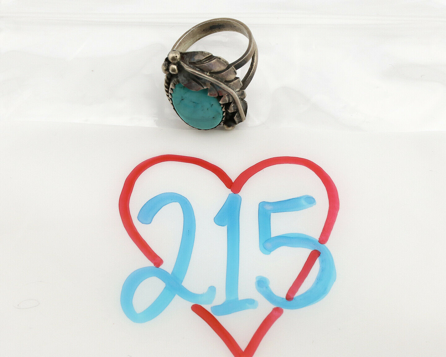 Navajo Ring .925 Silver Kingman Turquoise Native American Artist C.1980's