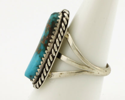 Navajo Ring .925 Silver Kingman Turquoise Artist Signed Gecko C.90's