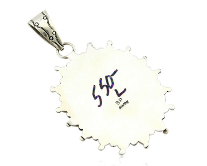 Navajo Pendant .925 Silver Natural Turquoise & Garnet Signed Artist BP C.80's