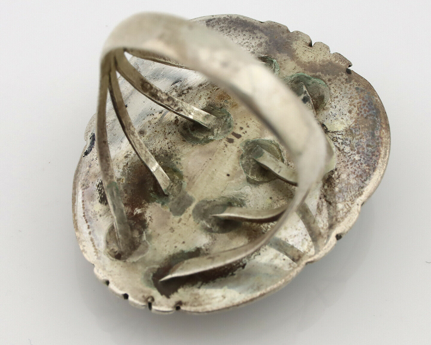 Navajo Ring .925 Silver Nevada Turquoise Artist Signed KK C.80's