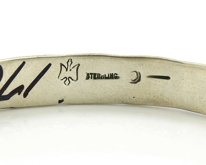Navajo Bracelet .925 Silver Handmade Hand Stamped Signed Artist C Montoya C.80s