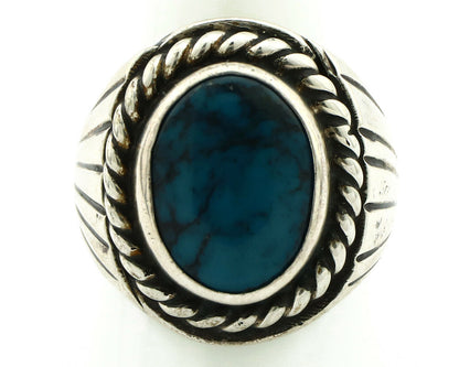 Navajo Ring .925 Silver Blue Turquoise Artist Signed C Montoya C.80's