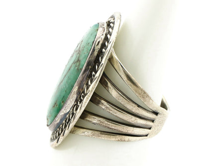 Navajo Shield Ring .925 Silver Kingman Turquoise Native American Artist C.80's