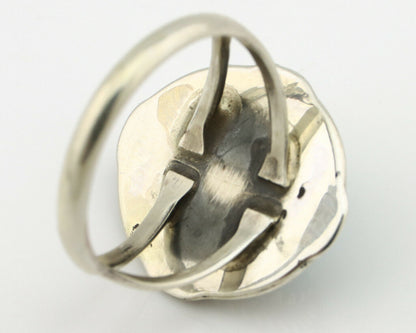 Navajo Ring .925 Silver Nevada Turquoise Native American Artist C.1980's
