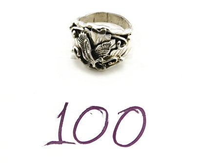 Navajo Eagle Ring .925 SOLID Silver Handmade Signed Artist S Circa 1980's