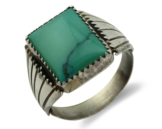 Navajo Ring .925 Silver Green Turquoise Native American Artist C.80's