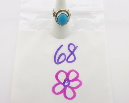 Navajo Ring .925 Silver Natural Blue Turquoise Native American Artist C.1980's