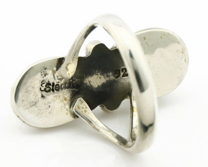 Navajo Ring .925 Silver Red Coral & Blue Turquoise Native Artist C.80's