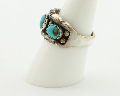 Navajo Ring .925 Silver Natural Blue Turquoise Native American Artist C.80's