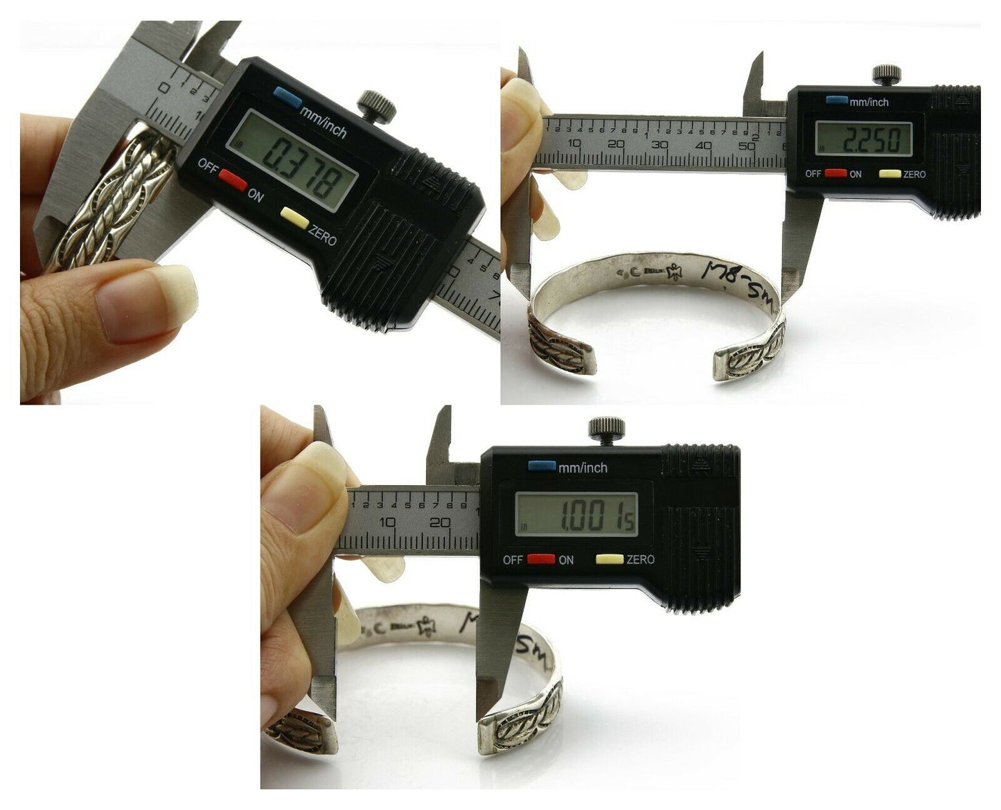 Navajo Bracelet .925 Silver Handmade Hand Stamped Signed Artist C Montoya C.80's