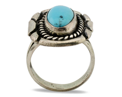 Navajo Ring .925 Silver Sleeping Beauty Turquoise Artist Signed M Montoya C.80's