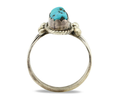 Navajo Ring .925 Silver Sleeping Beauty Turquoise Native Artist C.1980's