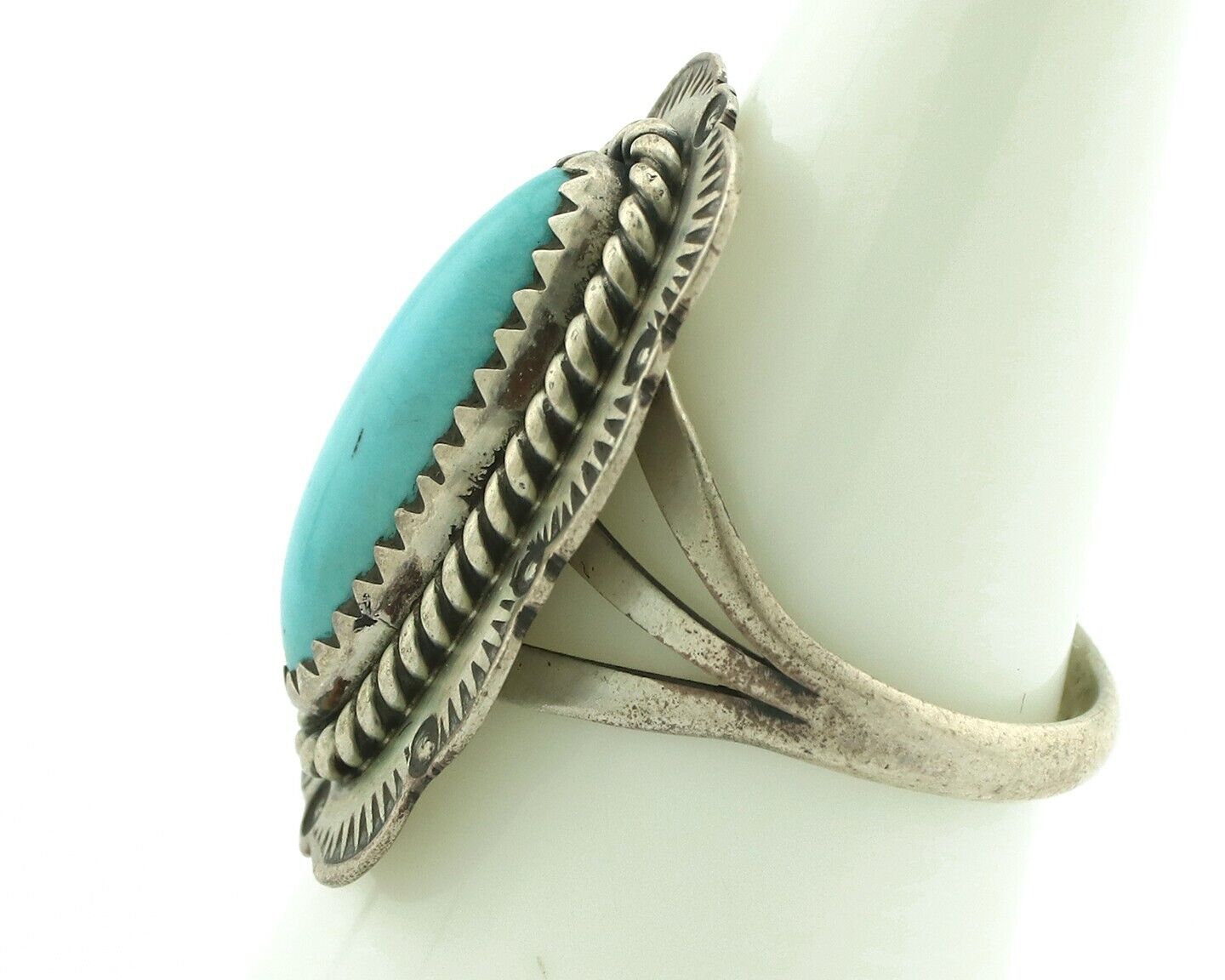 Navajo Ring 925 Silver Turquoise Native American Artist C.80's