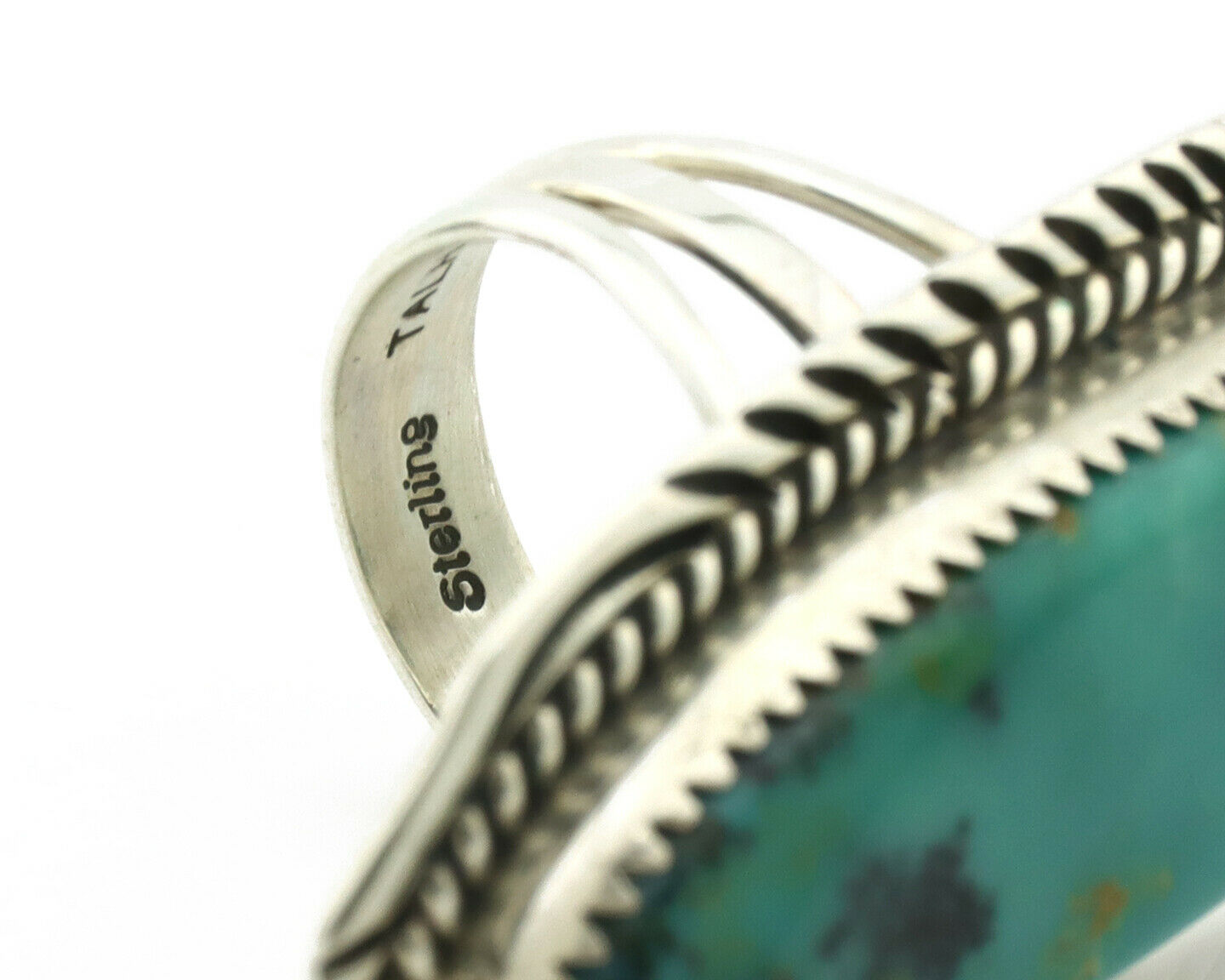 Navajo Ring .925 Silver Arizona Turquoise Signed Talhat C.80's