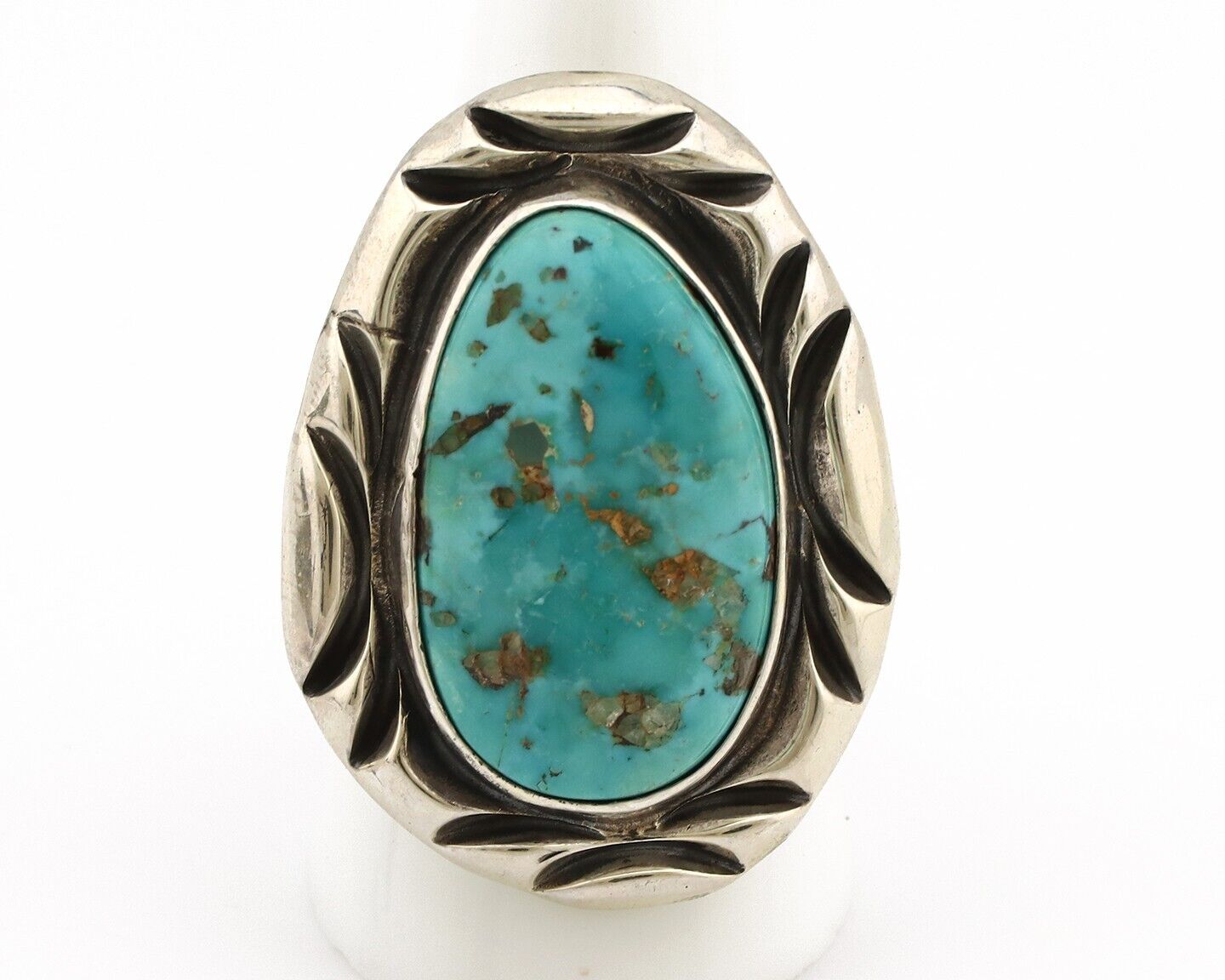 Navajo Ring 925 Silver Natural Blue Turquoise Native Artist Signed C Montoya C80