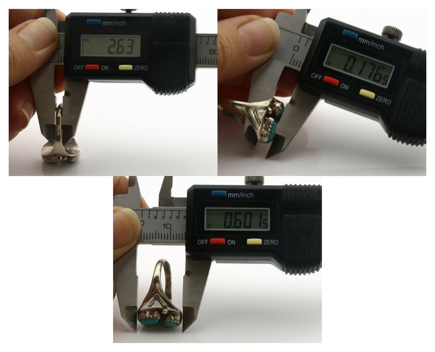 Zuni Ring .925 Silver Natural Blue Turquoise Native American Artist C.1980's