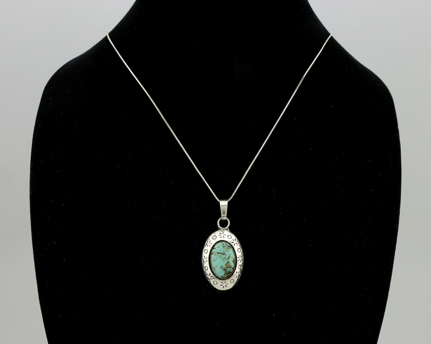 Navajo Pendant .925 Silver Blue Turquoise Native American C.80's