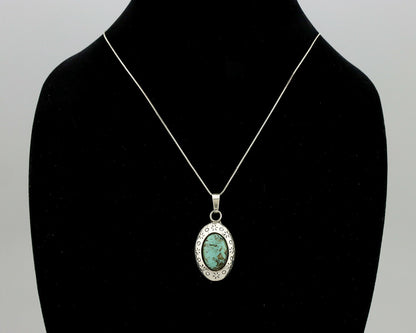 Navajo Pendant .925 Silver Blue Turquoise Native American C.80's