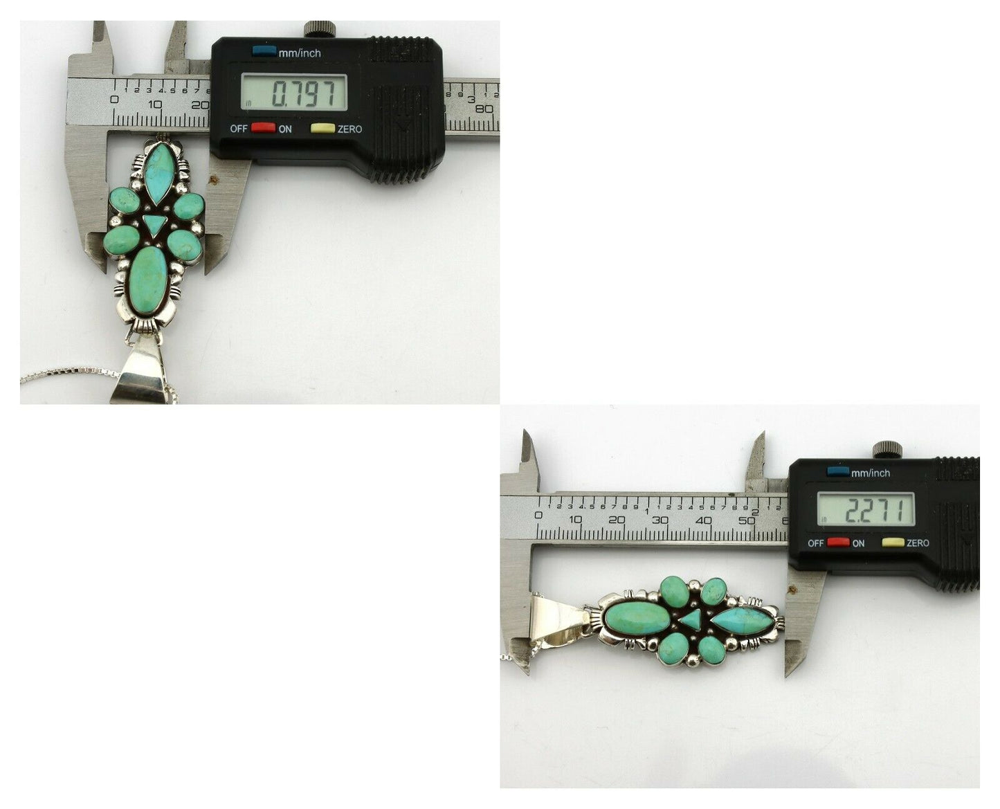 Navajo Necklace .925 Silver Kingman Turquoise Signed JY C.1980's