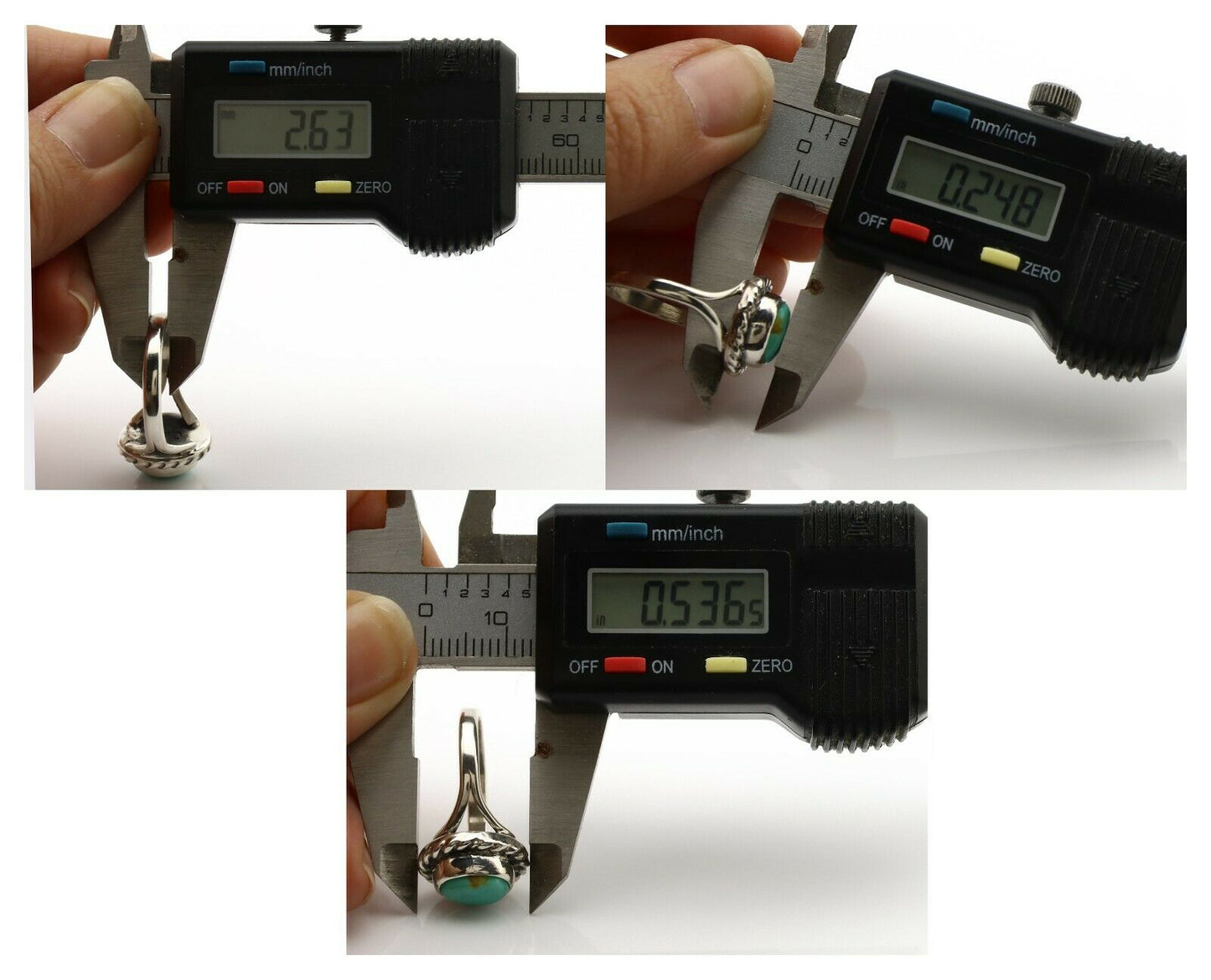 Navajo Ring .925 Silver Kingman Turquoise Artist Signed Gecko C.90's