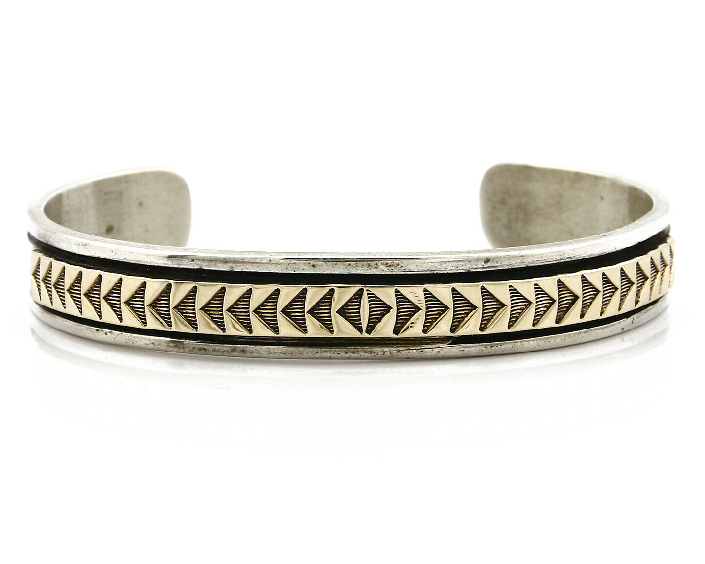 Navajo Bracelet .925 Silver & 14k Solid Gold MM Rogers and EG Cuff C.80's