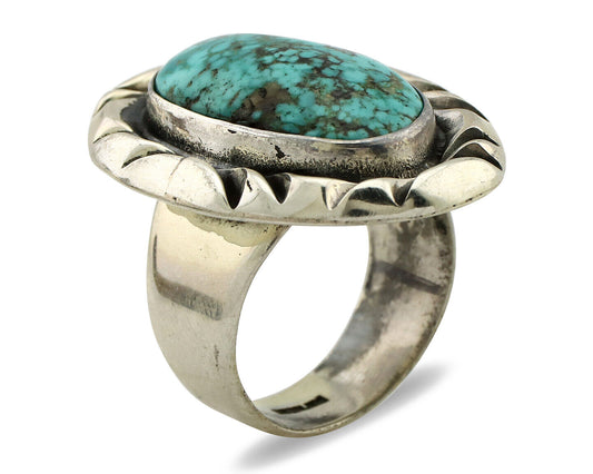 Navajo Ring 925 Silver Spiderweb Turquoise Signed C Montoya C.80's