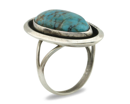 Navajo Ring .925 Silver Blue Turquoise Native American Artist Handmade C.80's