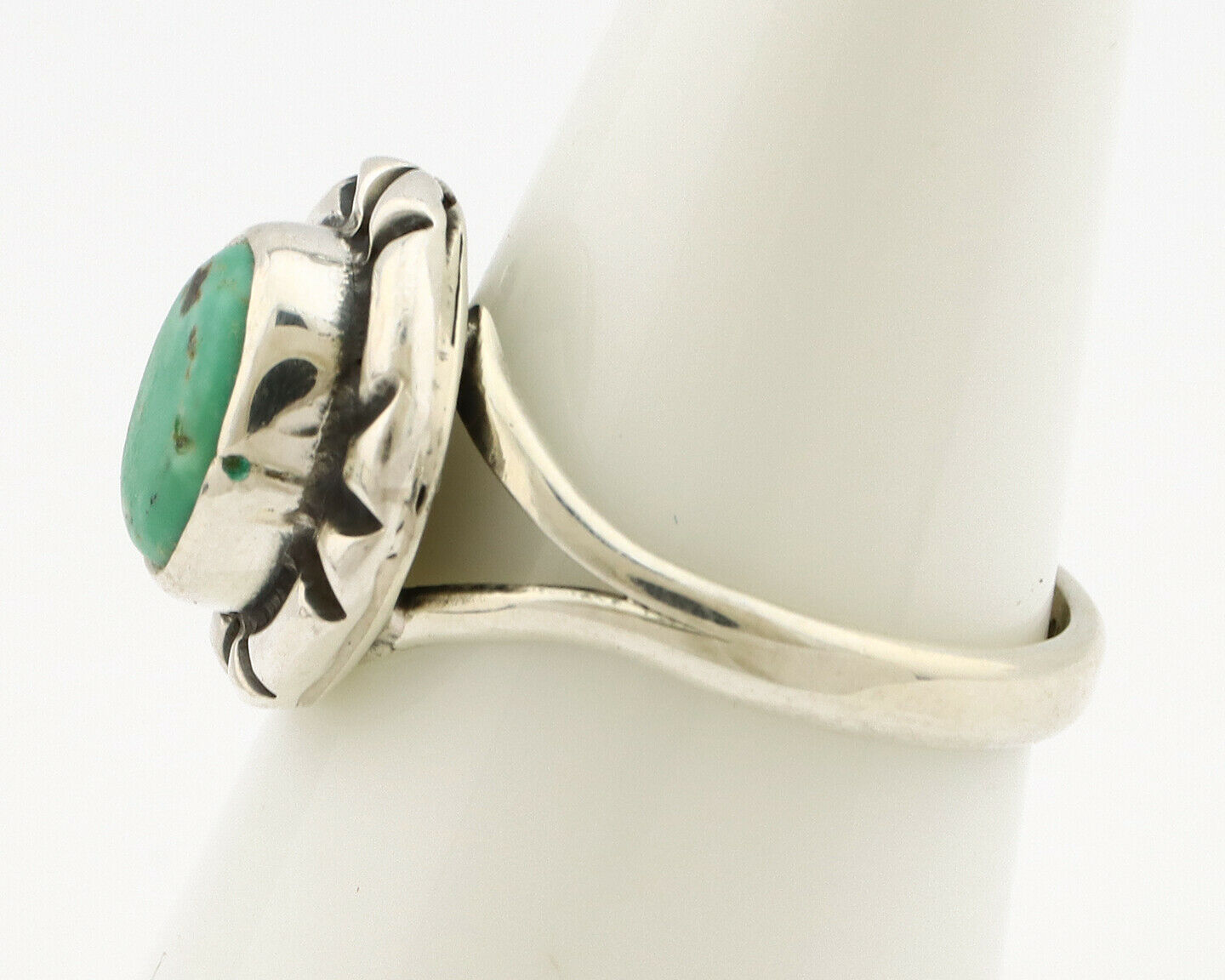 Navajo Ring .925 Silver Kingman Turquoise Artist Signed Gecko C.90's