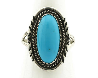 Navajo Ring .925 Silver Turquoise Mountain Signed AB C.80's
