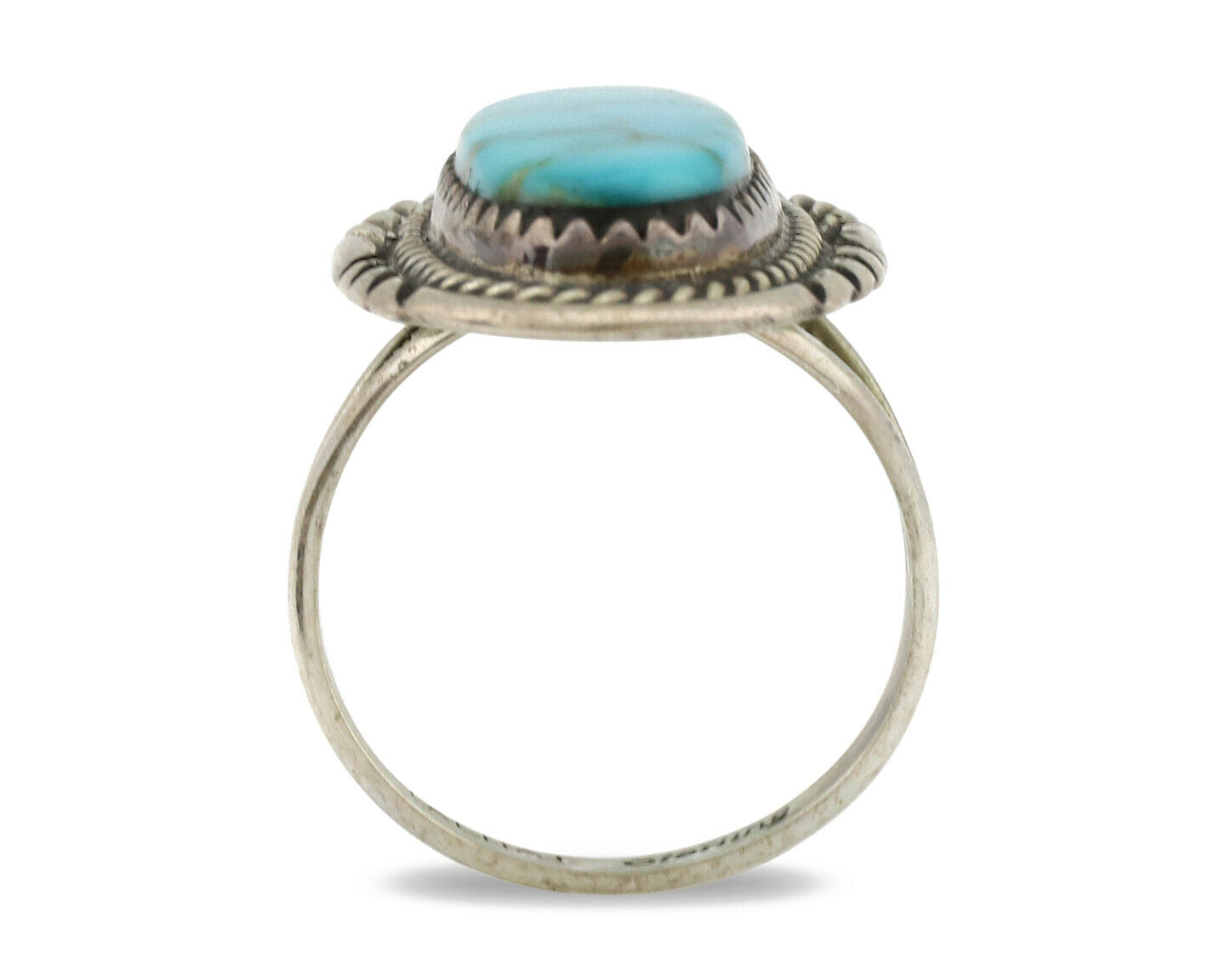 Navajo Ring .925 Silver Nevada Turquoise Native American Artist C.1980's