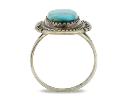 Navajo Ring .925 Silver Nevada Turquoise Native American Artist C.1980's