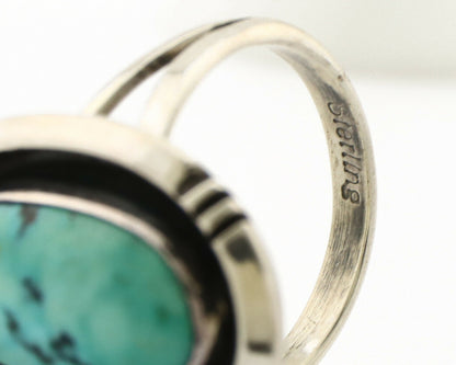Navajo Ring .925 Silver Blue Nevada Turquoise Native American Artist C.80's