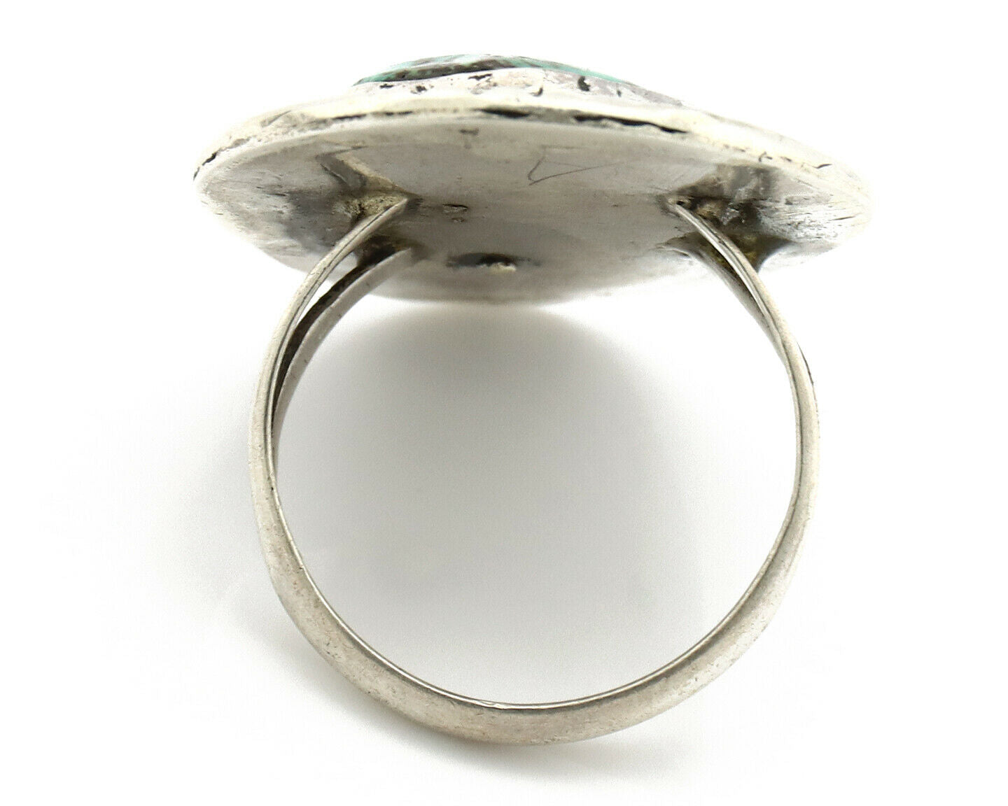 Navajo Ring .925 Silver Spiderweb Turquoise Native American Artist C.80's