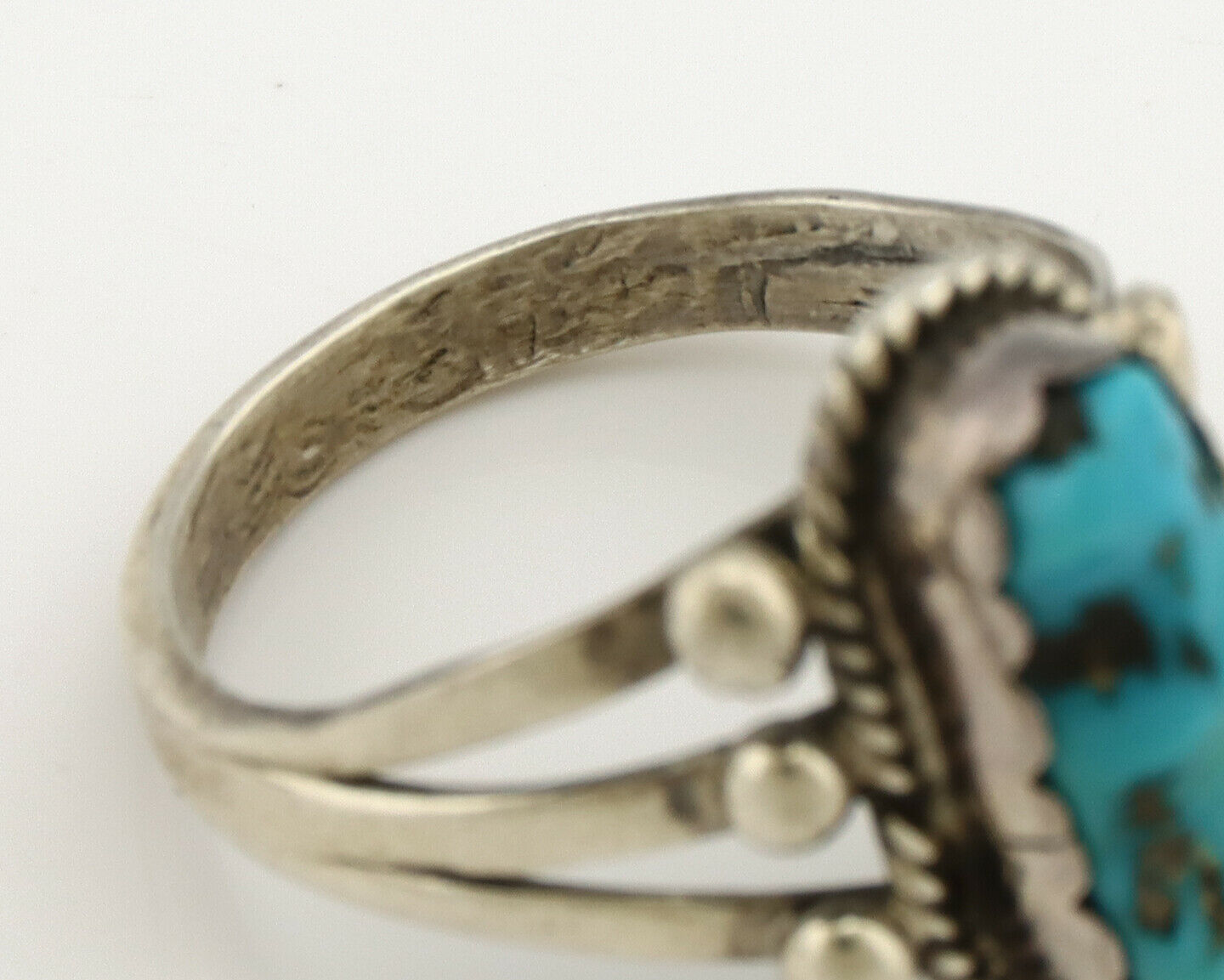 Navajo Ring .925 Silver Sleeping Beauty Turquoise Native Artist C.1980's