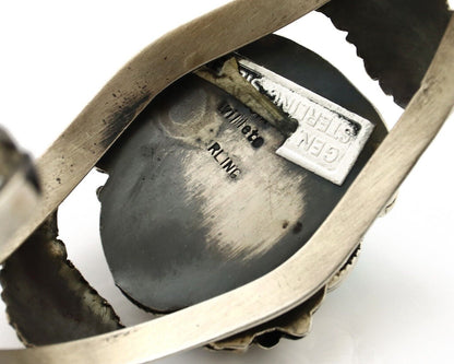 Navajo Cuff Bracelet 925 Silver Natural Blue Turquoise Artist Signed Tom Willeto