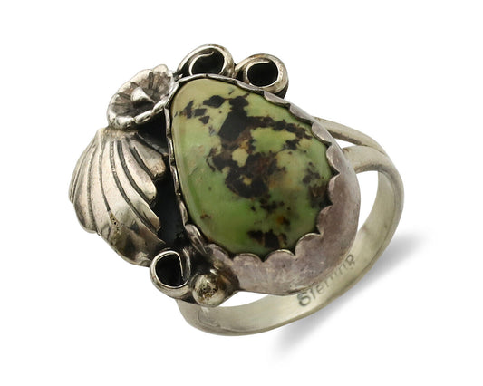 Navajo Ring .925 Silver Natural Turquoise Handmade Native American Artist C.80s