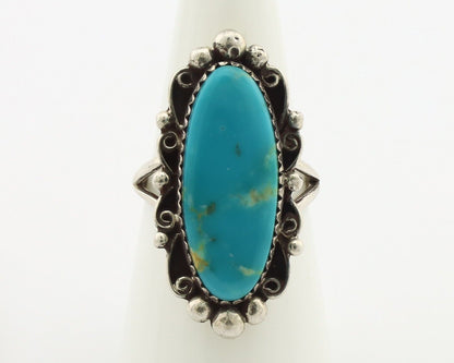 Navajo Ring .925 Silver Blue Gem Turquoise Artist Signed Billy Eagle C.80's
