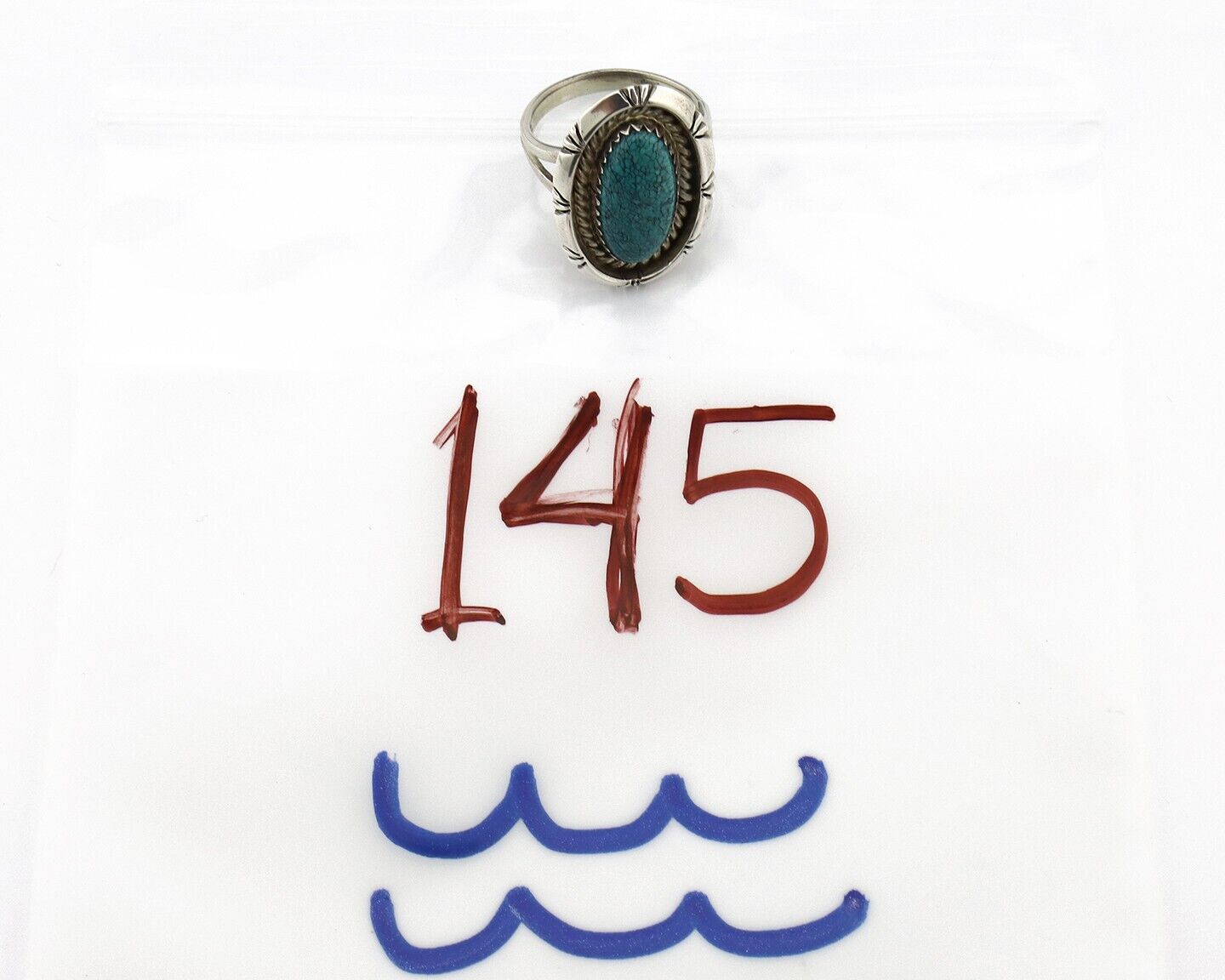 Navajo Ring 925 Silver Blue Mine 8 Turquoise Native American Artist C.80's