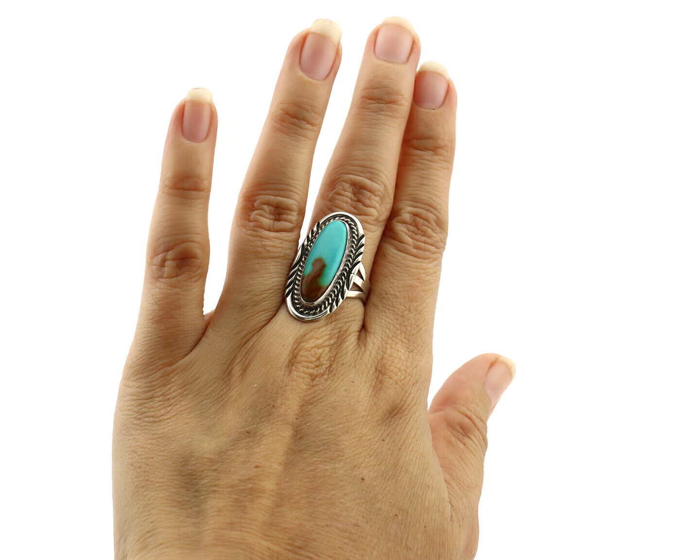 Navajo Ring 925 Silver Blue Turquoise Artist Signed M Begay C.80's