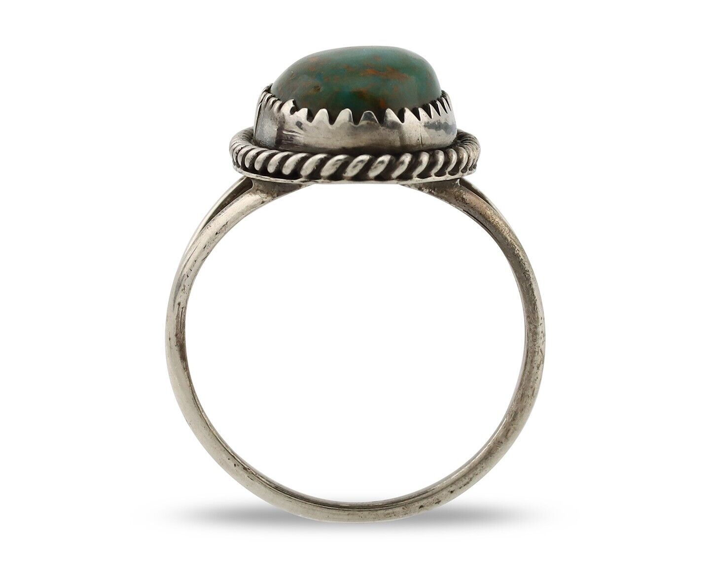 Navajo Handmade Ring 925 Silver Kingman Turquoise Artist Signed MC C.80's