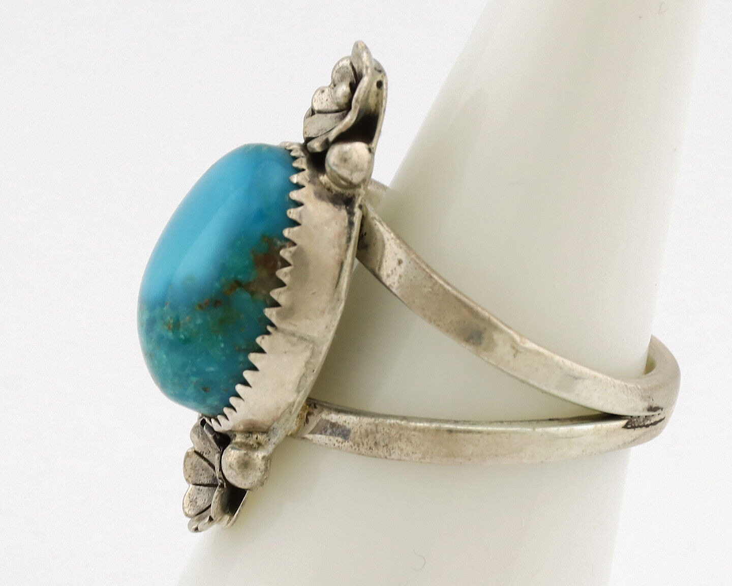 Navajo Ring .925 Silver Nevada Turquoise Native American Artist C.1980's
